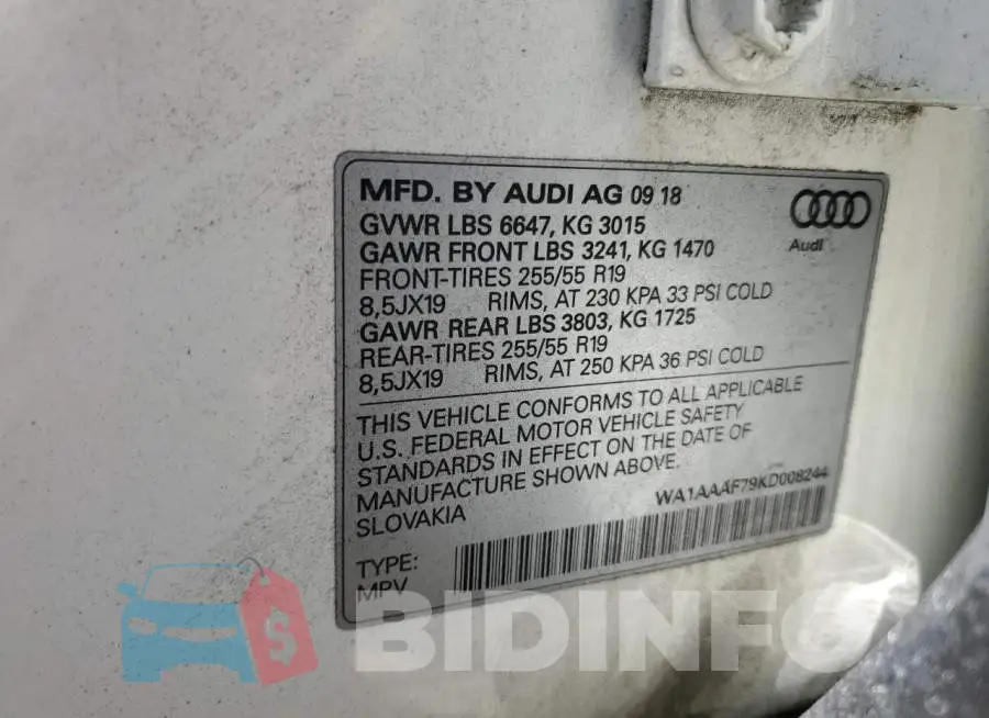 WA1AAAF79KD008244 Photo# 13