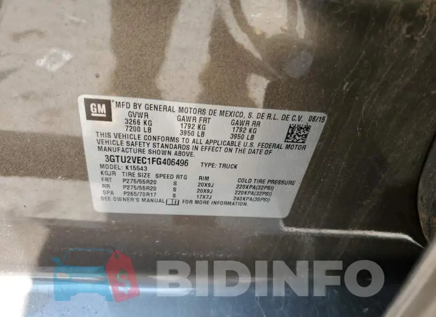 3GTU2VEC1FG406496 Photo# 12