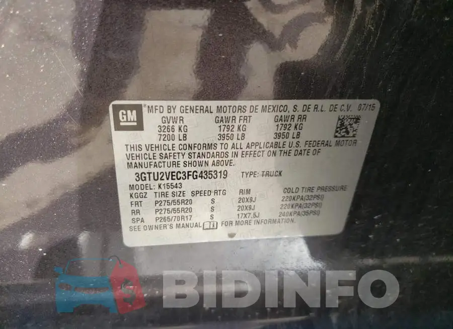 3GTU2VEC3FG435319 Photo# 12