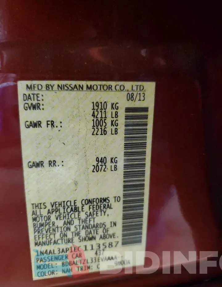 1N4AL3AP1EC113587 Photo# 13