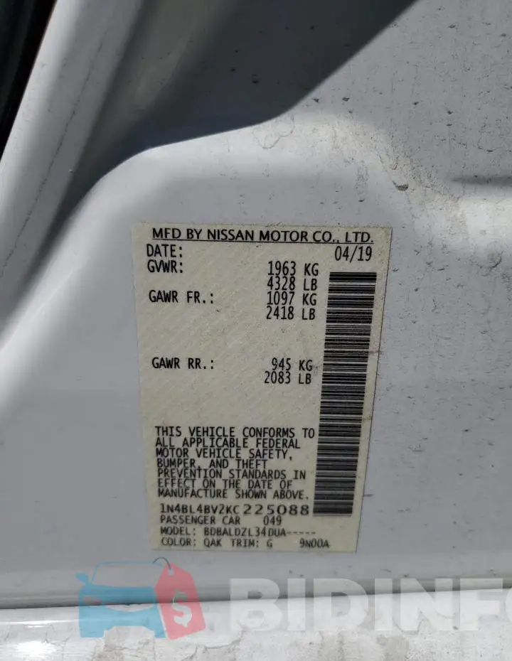 1N4BL4BV2KC225088 Photo# 12