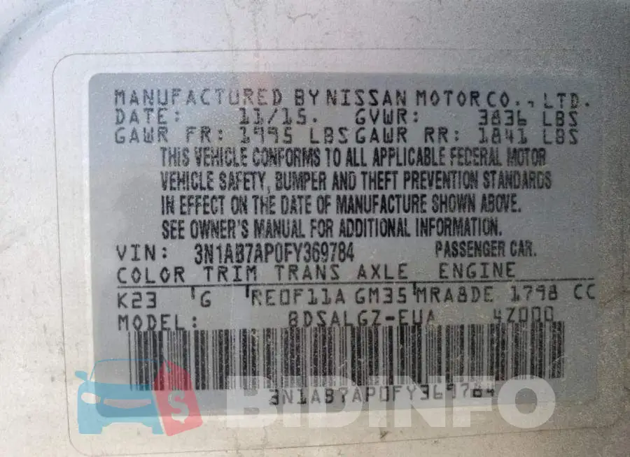 3N1AB7AP0FY369784 Photo# 12