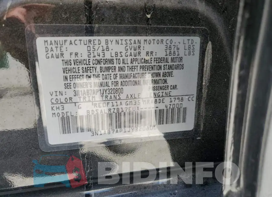 3N1AB7AP1JY320800 Photo# 12