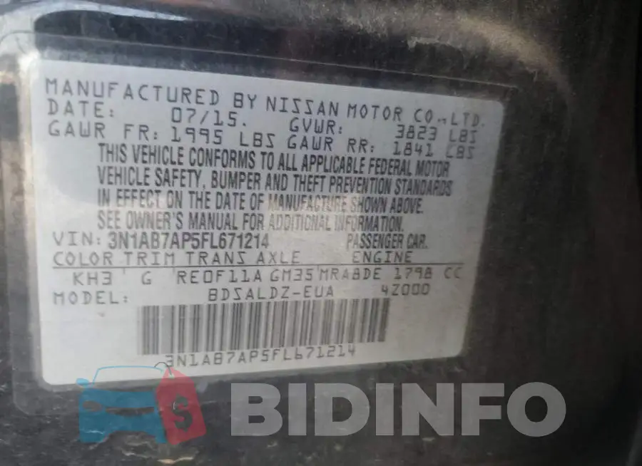 3N1AB7AP5FL671214 Photo# 13