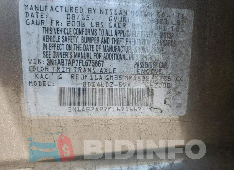 3N1AB7AP7FL675667 Photo# 13