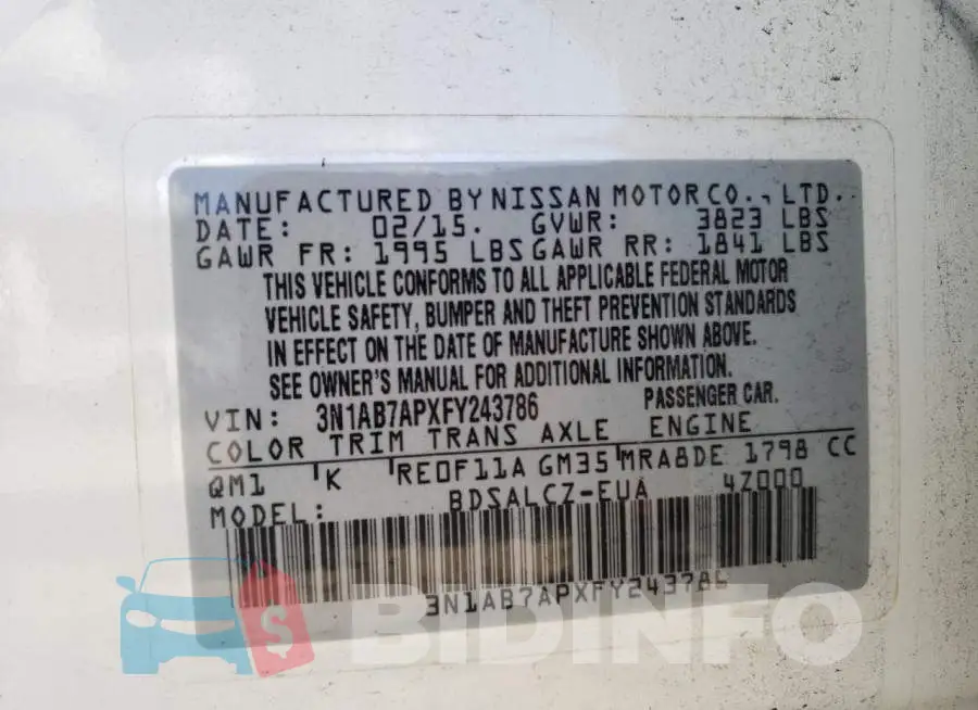 3N1AB7APXFY243786 Photo# 12