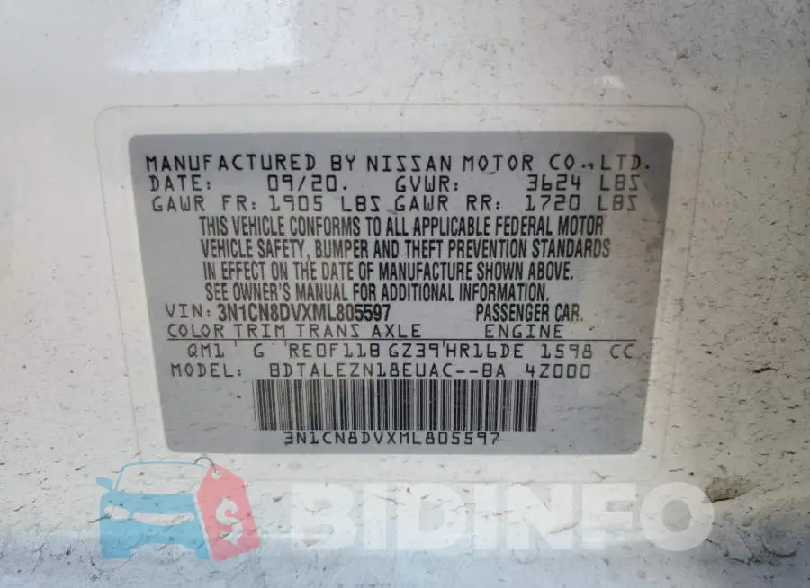 3N1CN8DVXML805597 Photo# 12