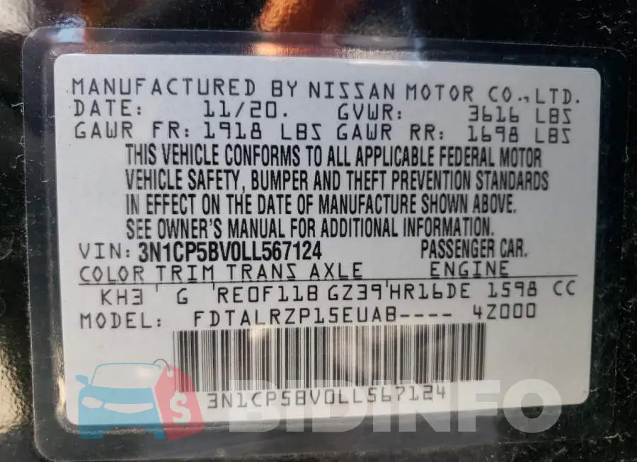 3N1CP5BV0LL567124 Photo# 13