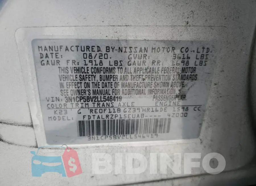 3N1CP5BV2LL546419 Photo# 13