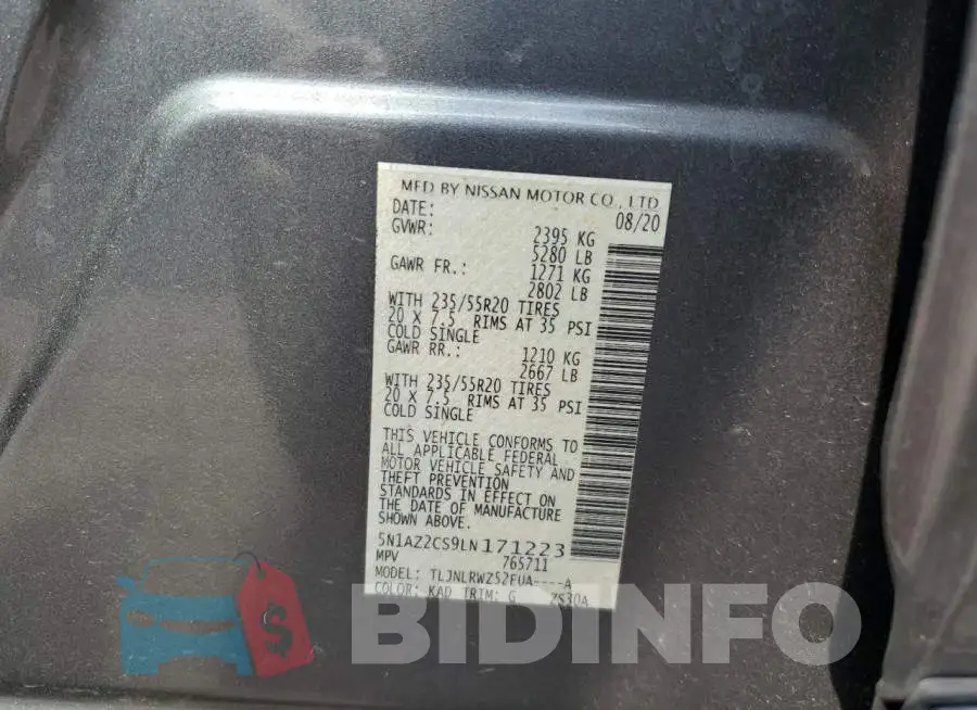 5N1AZ2CS9LN171223 Photo# 14