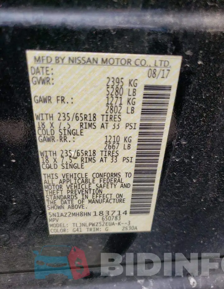 5N1AZ2MH8HN183714 Photo# 13
