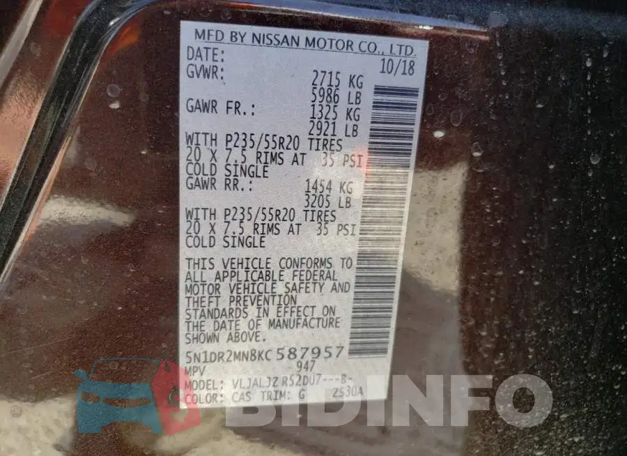 5N1DR2MN8KC587957 Photo# 13
