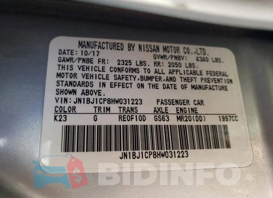 JN1BJ1CP8HW031223 Photo# 13