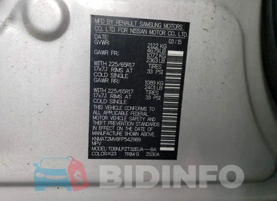 KNMAT2MV6FP542989 Photo# 13