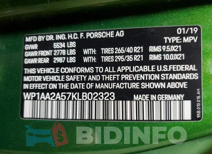 WP1AA2A57KLB02323 Photo# 13