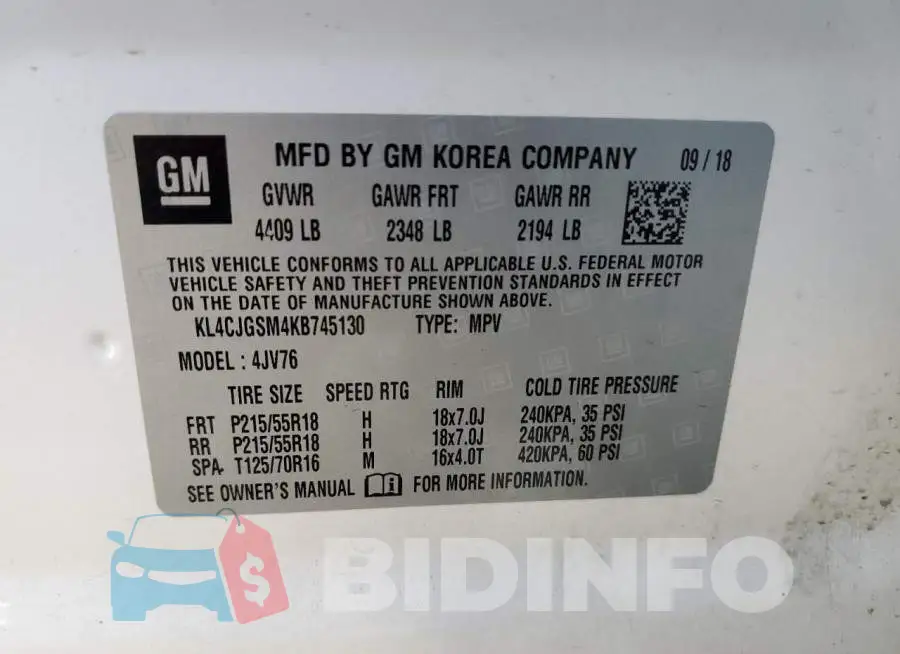 KL4CJGSM4KB745130 Photo# 13