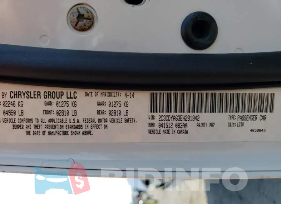 2C3CDYAG3EH281942 Photo# 12
