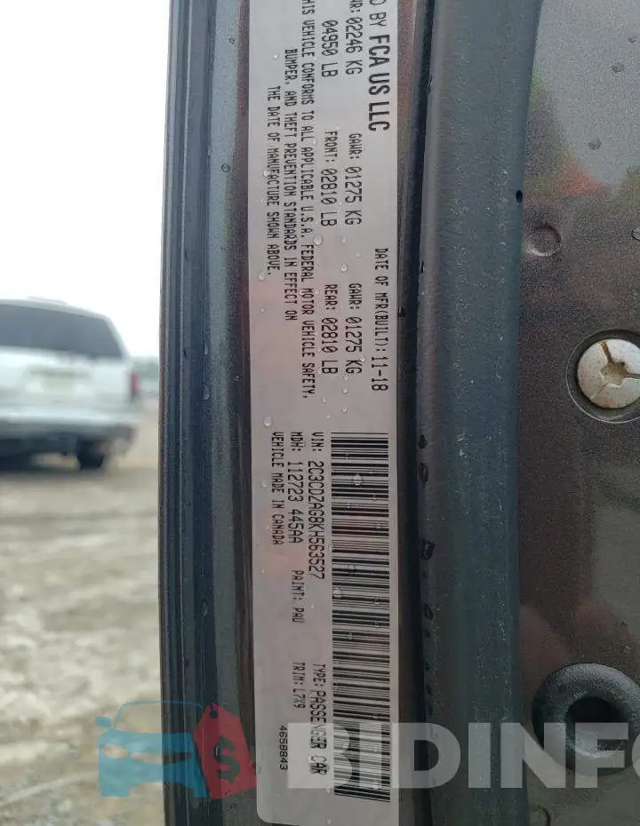 2C3CDZAG8KH563527 Photo# 13