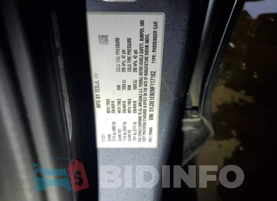 5YJ3E1EB2NF117182 Photo# 13