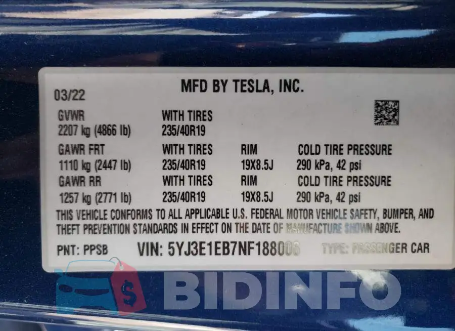5YJ3E1EB7NF188006 Photo# 12
