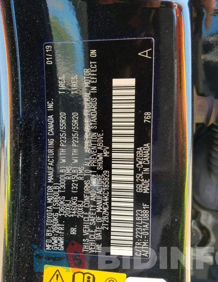 2T2BZMCA4KC185829 Photo# 13