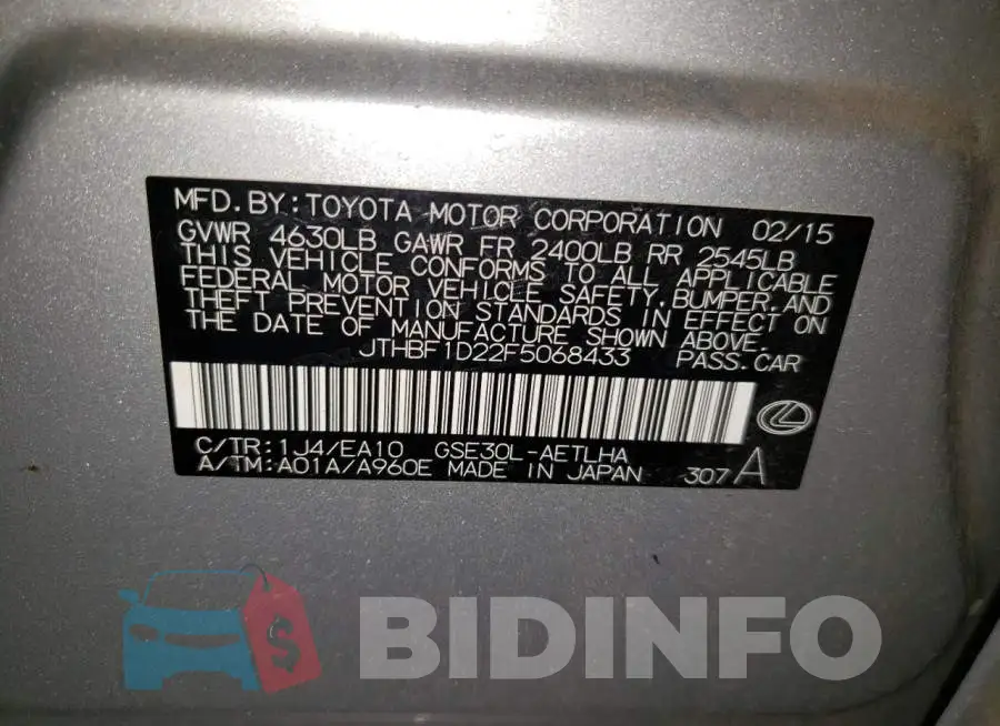 JTHBF1D22F5068433 Photo# 12