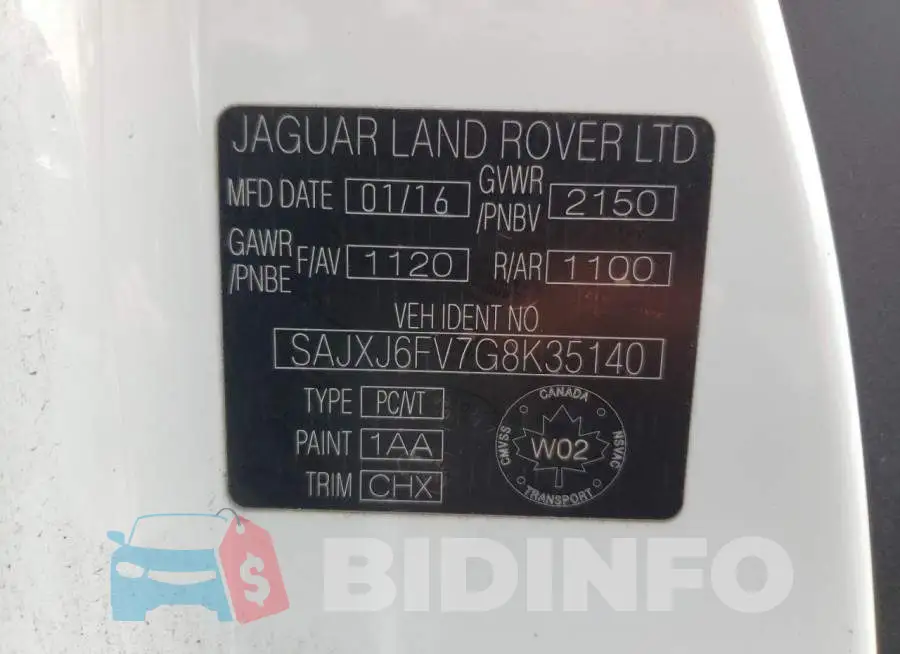 SAJXJ6FV7G8K35140 Photo# 13