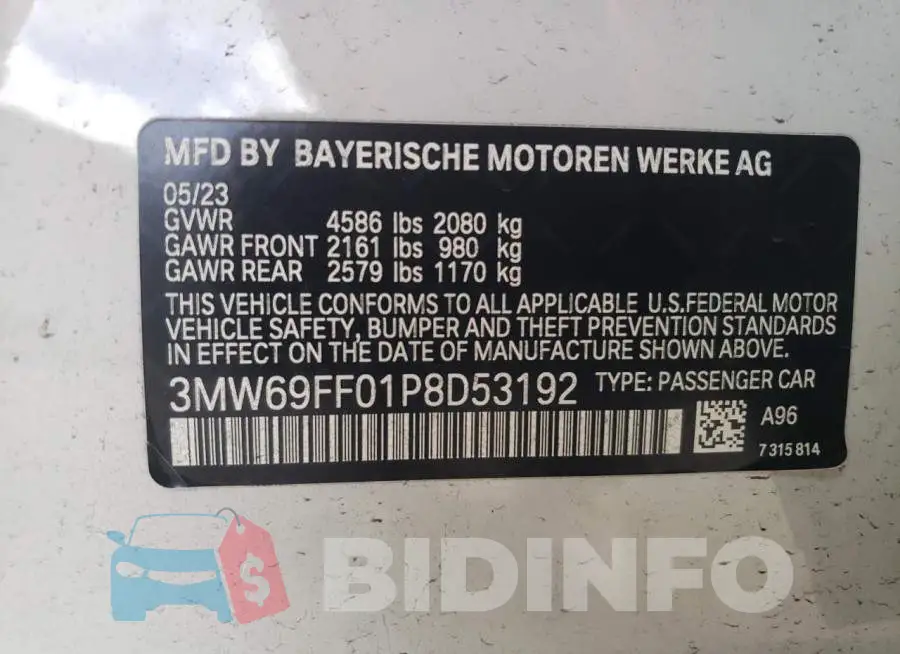 3MW69FF01P8D53192 Photo# 12