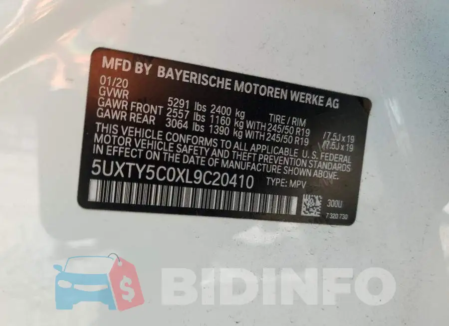 5UXTY5C0XL9C20410 Photo# 12