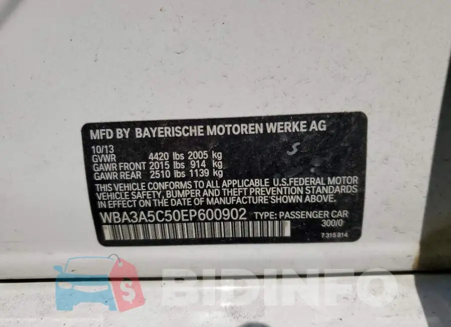 WBA3A5C50EP600902 Photo# 12