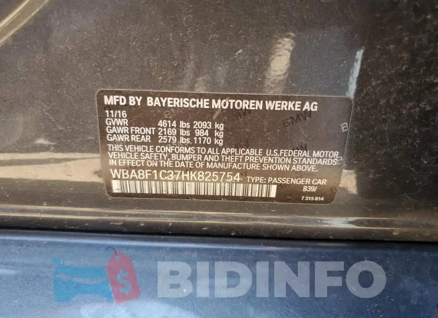 WBA8F1C37HK825754 Photo# 12