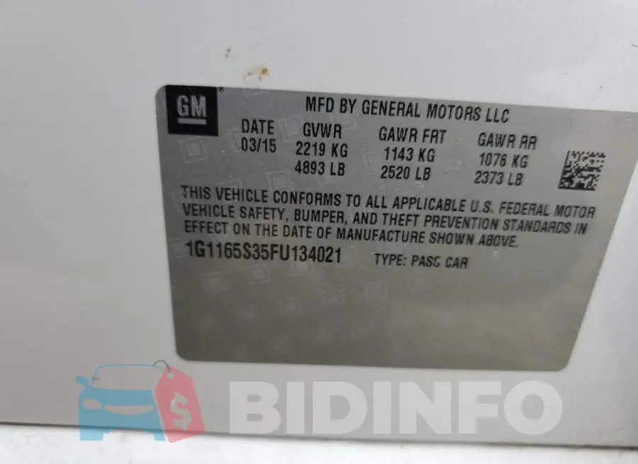 1G1165S35FU134021 Photo# 13