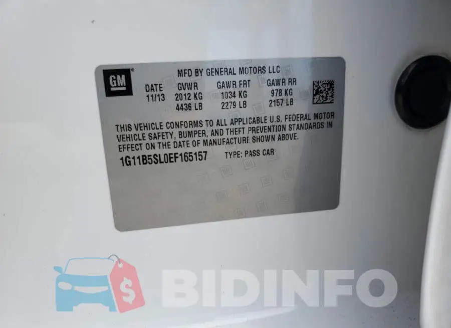 1G11B5SL0EF165157 Photo# 12