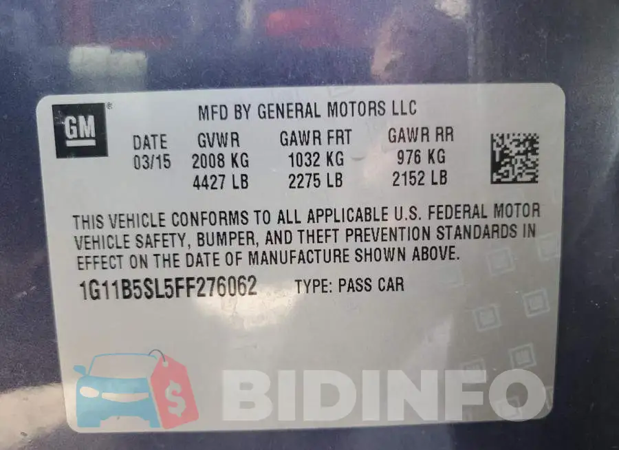 1G11B5SL5FF276062 Photo# 12