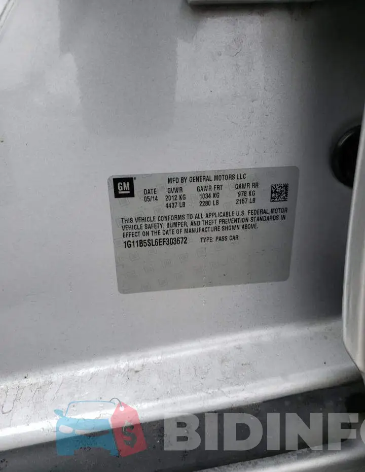 1G11B5SL6EF303672 Photo# 12