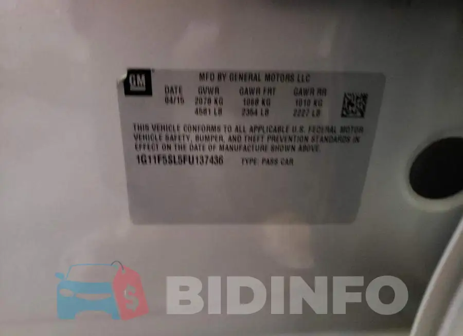 1G11F5SL5FU137436 Photo# 12
