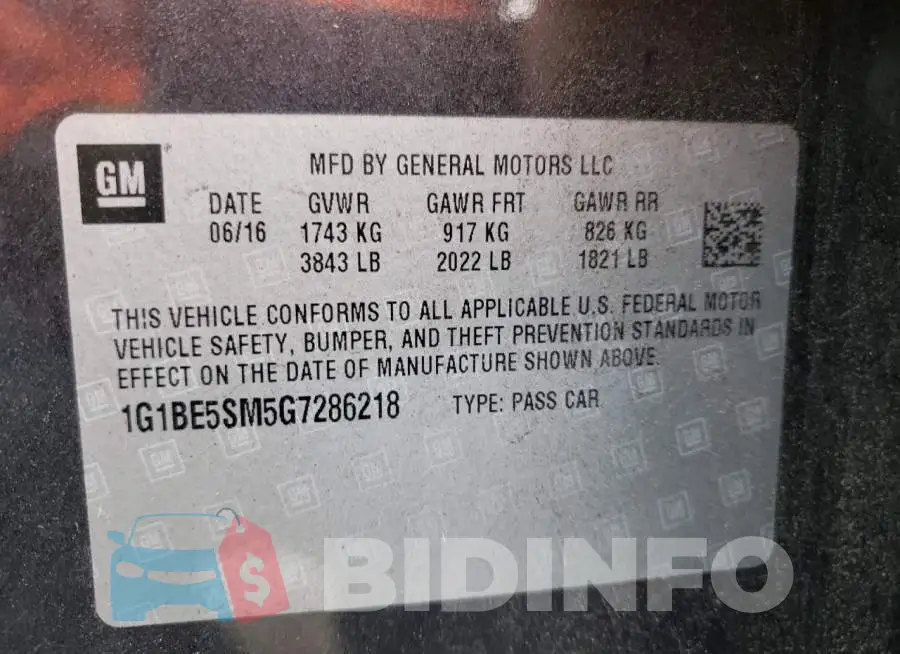 1G1BE5SM5G7286218 Photo# 12