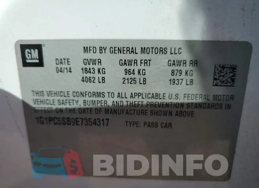 1G1PC5SB9E7354317 Photo# 12