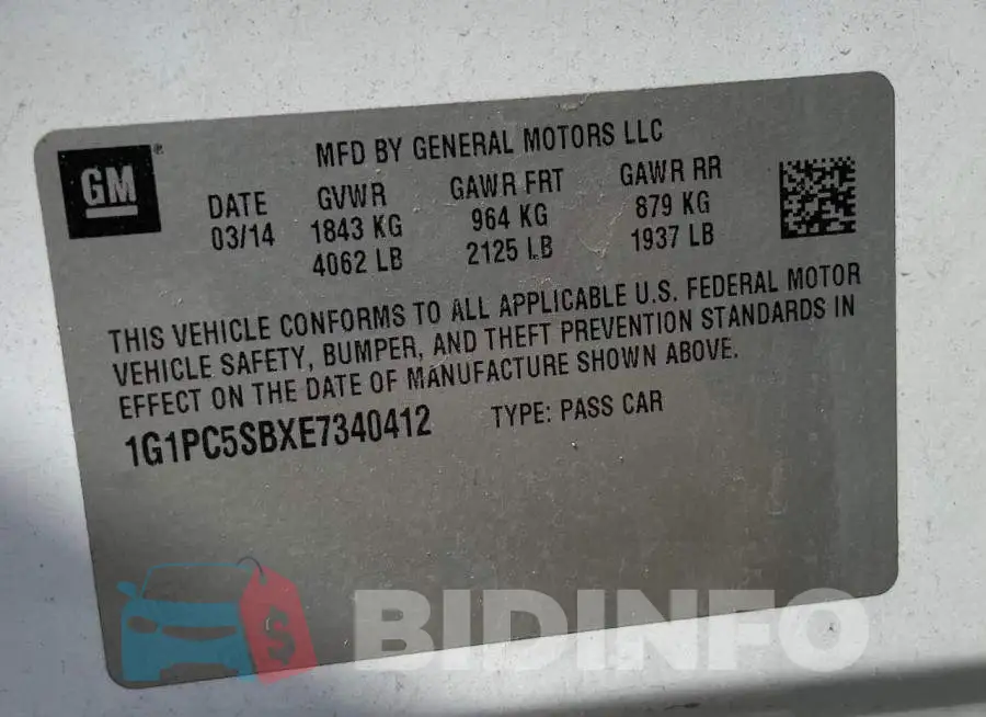 1G1PC5SBXE7340412 Photo# 10