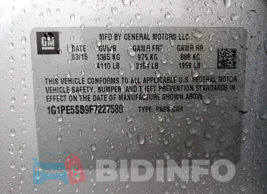 1G1PE5SB9F7227580 Photo# 12