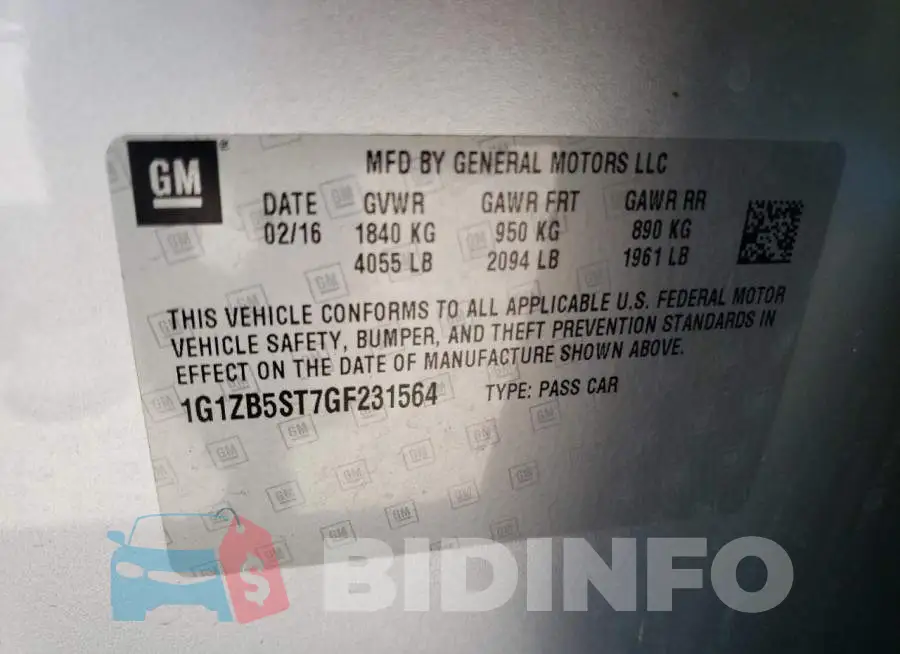 1G1ZB5ST7GF231564 Photo# 12