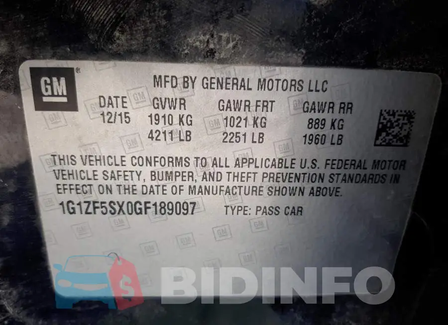 1G1ZF5SX0GF189097 Photo# 12