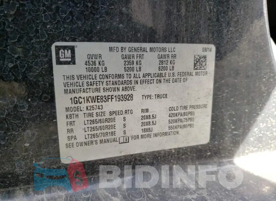 1GC1KWE83FF193928 Photo# 10