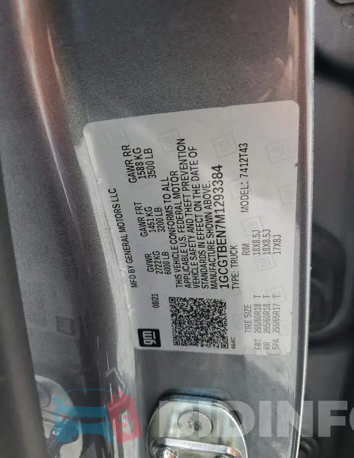 1GCGTBEN7M1293384 Photo# 12