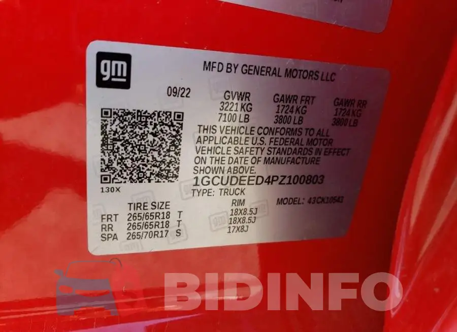 1GCUDEED4PZ100803 Photo# 12