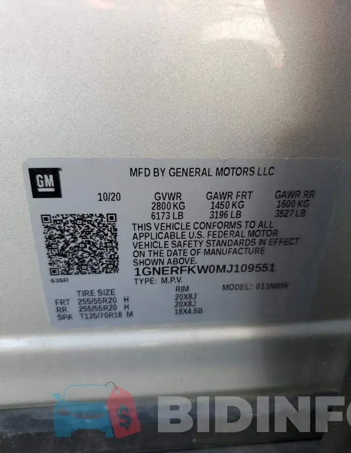 1GNERFKW0MJ109551 Photo# 13