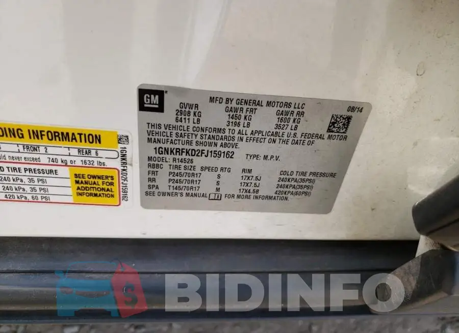 1GNKRFKD2FJ159162 Photo# 12