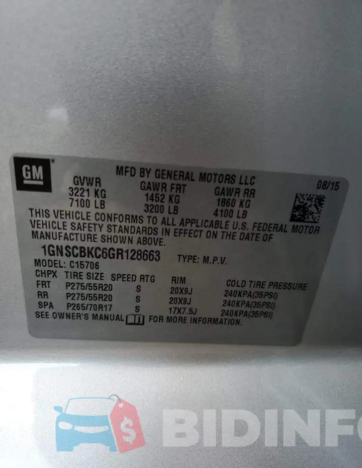 1GNSCBKC6GR128663 Photo# 14