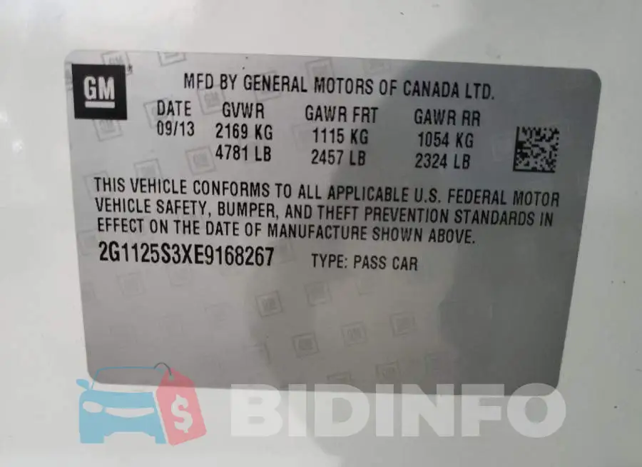 2G1125S3XE9168267 Photo# 12
