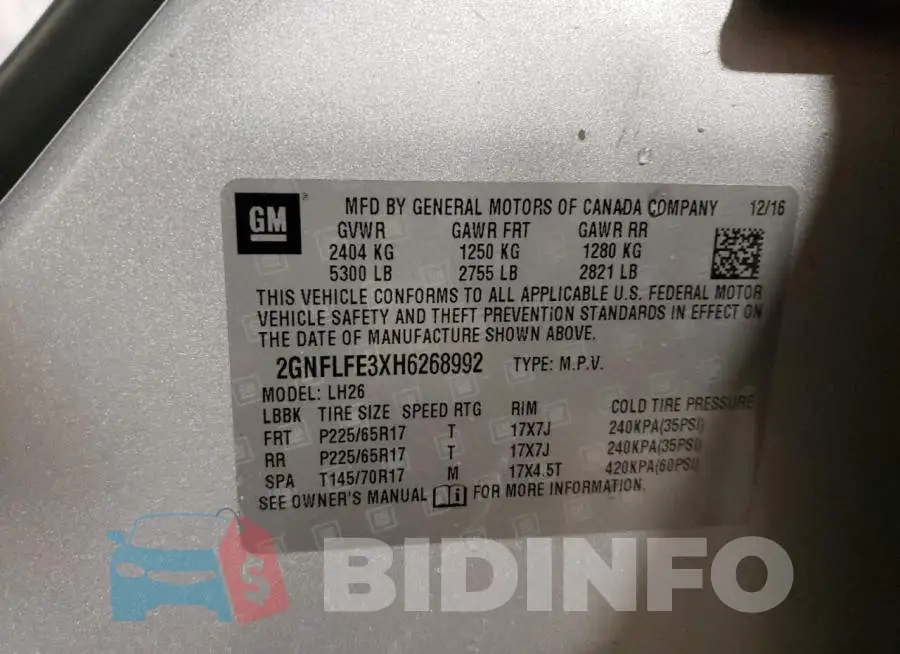 2GNFLFE3XH6268992 Photo# 13